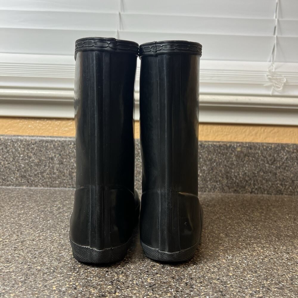 Hunter Kids Black Rubber Rainboots Size UK 13 US Girls 2 Boys 1 Mid Calf Pull On - Picture 8 of 11